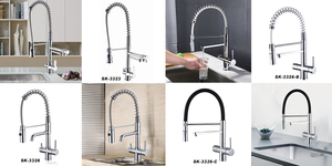 Robinet de cuisine <span class=keywords><strong>4</strong></span> en <span class=keywords><strong>1</strong></span> extractible, robinet d'eau pure en acier brossé, filtré, chaud et froid, robinet à quatre voies - Product Image 6
