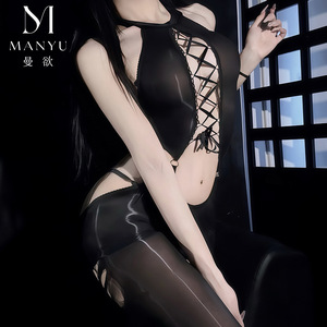 Lencería Erótica Man Yu, Body Sexy Brillante sin Costuras con Tirantes para Mujer, Medias Ajustadas Sedosas con Abertura en la Entrepierna, Tentación W14 - Product Image 5
