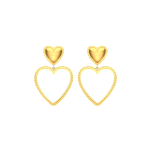 Boucles d'oreilles pendantes tendance en forme de cœur, plaquées or PVD, en acier inoxydable 316L, bijoux durables et résistants pour femmes - Product Image 2