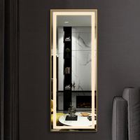 Miroir mural LED rectangulaire pleine longueur Art Déco personnalisé avec éclairage écologique alimenté par prise pour la décoration intérieure et les cosmétiques