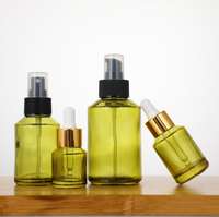 Botol Kosmetik Kaca Krim Wajah Warna Kustom Ukuran Kecil 15g 30g 50g, Botol Minyak Esensial dengan Pompa Semprot, Custom Pabrik