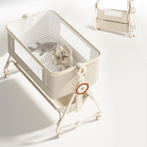 Lit d'appoint multifonctionnel 4 en 1 pour bébé avec <span class=keywords><strong>table</strong></span> à <span class=keywords><strong>langer</strong></span>/<span class=keywords><strong>matelas</strong></span>, panier de rangement et moustiquaire inclus - Product Image 3