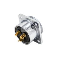 Conector de Alta Corriente GX20 de 2, 3, 4, 5, 6, 7, 8, 9, 10 y 12 Pines, Carcasa Metálica, Montaje en Panel con Brida de 4 Orificios, Rosca, Conector de Soldadura, Plateado