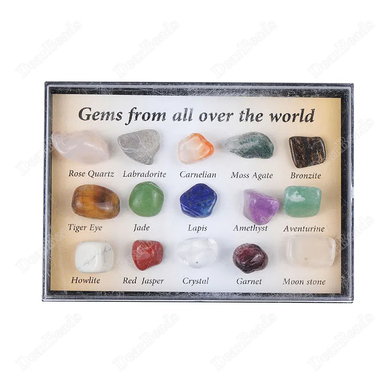 Naturstein Kit Raw Rough Minerals Probe, Original Tumbled Gem stone 15 PCS Set für Kinder Geschenk