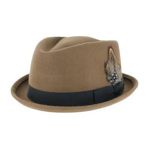 맞춤형 로고 클래식 다이아몬드 크라운 포크 파이 패션 스팅이 브림 깃털 장식 100% 울 펠트 페도라 모자 남성용 - Product Image 2