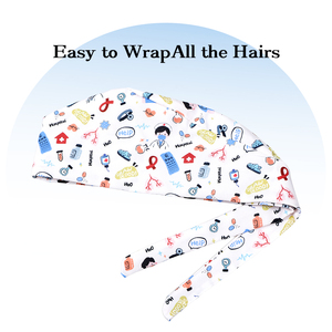 Topi perawatan topi panjang Cordlock Scrub topi untuk wanita dan pria Polyester Spandex lembut koki gigi bedah topi - Product Image 3