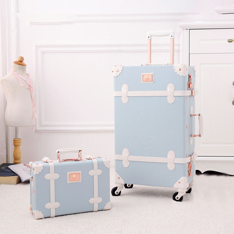 light blue suitcase