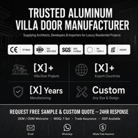 Pintu Depan Villa Aluminium Modern OEM ODM Sistem Penguncian Multi Titik, Aluminium Hitam, Meningkatkan Keamanan Pintu Eksterior