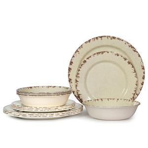 Conjunto de vajilla de comedor de lujo, conjunto de vajilla beige, vajilla de melamina redonda de calidad, conjunto de plato de desayuno - Product Image 5