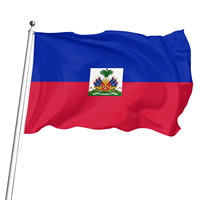 Drapeau haïtien en polyester à double impression en gros, tous les pays des Caraïbes, bannière personnalisée pour intérieur et extérieur, drapeau haïtien 3x5 pieds