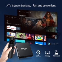 Boîtier TV Android ATV BOX M98 M9 avec système d'exploitation Android 10, interface utilisateur H313, 2 Go de RAM, 8 Go de stockage, Wi-Fi double bande 2,4 G et 5 G avec télécommande vocale Bluetooth, boîtier TV intelligent 4K