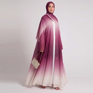 Cardigans longs pour femmes Sharut, robe de soirée dégradée élégante, abaya ombrée, robe <span class=keywords><strong>hijab</strong></span>, robe musulmane, <span class=keywords><strong>vêtements</strong></span> de Dubaï - Product Image 3