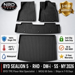 แผ่นรองพื้นรถยนต์ TPE สำหรับ BYD-Sealion 5 Song Pro-RHD-DM-i-5S_2026 หนา 4 มม. ขอบยก 3 มิติ กันน้ำ ไร้กลิ่น เป็นมิตรกับสิ่งแวดล้อม ปูเต็มคัน - Product Image 1