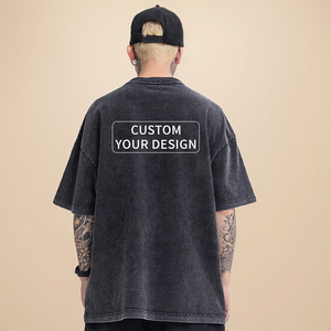T-shirt Personalizzate da <span class=keywords><strong>Uomo</strong></span> 100% Cotone, Oversize con Spalle Cadenti, Stampa OEM, Effetto Vintage Lavato e Usurato - Product Image 3