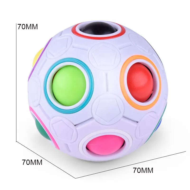 CE ASTM CCC Certification High Quality Fun Fidget Cube Toy Puzzle 12 Holes Magic Rainbow Ball