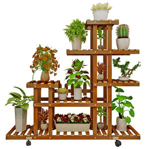 Étagère à fleurs en bois massif <span class=keywords><strong>pour</strong></span> salon, multi-étages, balcon intérieur, étagère à pots <span class=keywords><strong>de</strong></span> fleurs du sol au plafond, étagère ménagère - Product Image 1