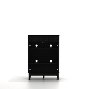 Armoire de présentation haute en verre noir moderne avec étagères, armoire de rangement à chaussures noire moderne avec compartiments multiples et ouverture par pression - Product Image 2
