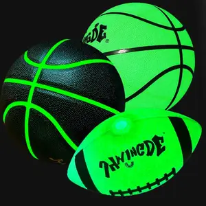 Aangepaste Groene Led Gloeiende Gloed In Het Donker Oplichten Basketbalbal Basketbal