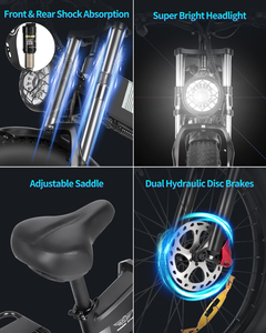 Bicicleta eléctrica plegable de 26 pulgadas y 21 velocidades con batería de litio de 48V20AH, freno de disco hidráulico, bicicleta eléctrica plegable para adultos. - Product Image 5