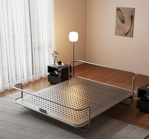 Lit principal de luxe en acier au carbone <span class=keywords><strong>Bauhaus</strong></span> Lit flottant en acier inoxydable Design pour petits espaces Style contemporain pour maisons modernes - Product Image 6