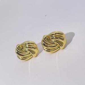 Boucles d'oreilles en laiton plaqué or vintage classiques à la mode torsadées élégantes françaises texturées pour femmes Tianyu Gems - Product Image 1