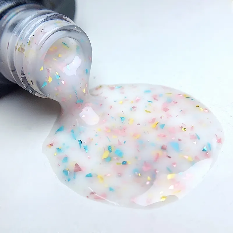 Deroi colorful flake base rubber soak off multicolor sequin base coat viscosity OEM factory wholesales gel base de goma