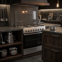 Cuisinière à gaz autonome 6 brûleurs avec four, en acier inoxydable, pour la cuisine domestique