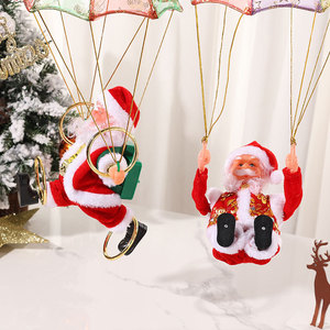 Decoraciones y regalos navideños creativos: Papá Noel eléctrico musical montado en el techo, saltando y bailando con paracaídas. - Product Image 2