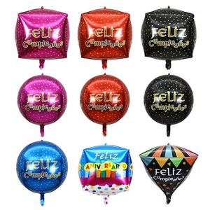 Globos de papel de aluminio con forma de <span class=keywords><strong>cubo</strong></span> de diamante para decoración, globo redondo <span class=keywords><strong>4d</strong></span> con estampado de Feliz cumpleaños, suministros para fiestas, Feliz cumpleaños, 22 pulgadas - Product Image 2