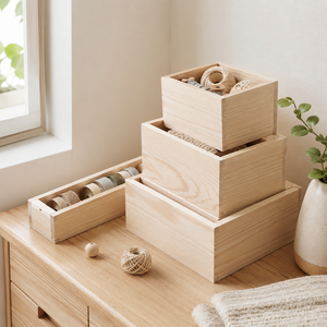 Wholesale Plain Wooden Gift Box Set of <strong>3</strong> Natural Pine Wood Boxes for DIY Crafts Arts Painting Custom Logo Jewelry <strong>Storage</strong> - Product Image 2