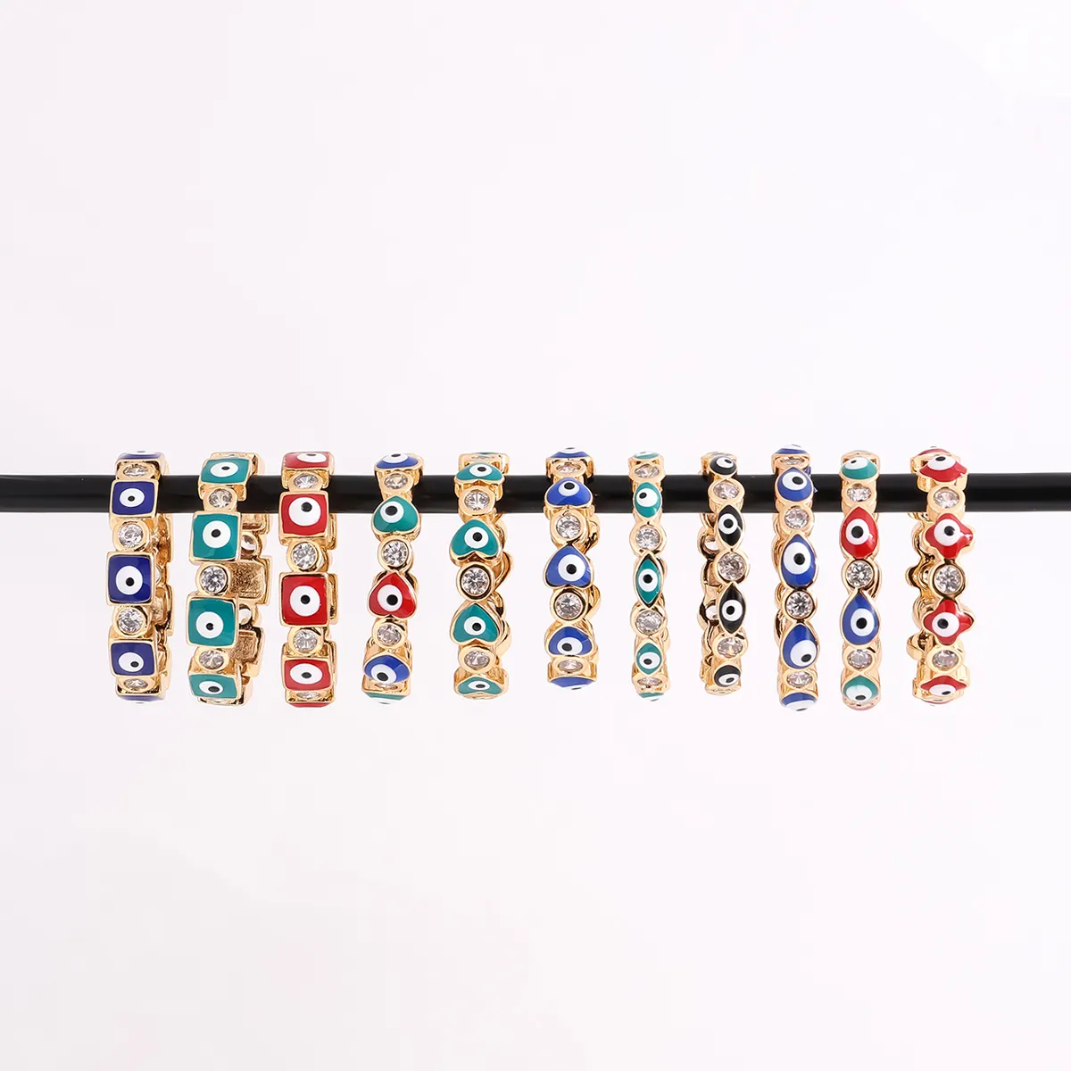 Производство ювелирных изделий от сглаза, позолоченные фианиты 18 карат, кольцо от сглаза, цветное масляное Капельное покрытие