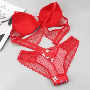 New Product Sexy Lingerie With Garters Adjustable Straps Floral Print Seamless Bra And Brief Sets