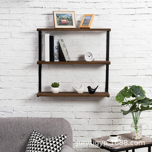Wall Mounted Wooden <b>Shelf</b> 3 Tier Retro Color Durable Home Storage Display <b>Rack</b> For Living Room Coffee Shop - Product Image 1