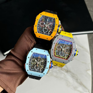 Venta directa de fábrica, reloj cronógrafo de titanio con caja de fibra de carbono 65-01, reloj mecánico automático para hombre de oro rosa de 18k, correa de caucho - Product Image 1