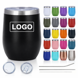 Mug à café isotherme en acier inoxydable à <span class=keywords><strong>double</strong></span> paroi de 12 oz, forme d'œuf, gobelet à vin, <span class=keywords><strong>tasse</strong></span> de voyage avec couvercle pour le camping - Product Image 1
