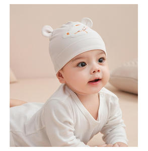 Nouveau design Style bébé chapeau 0-6 <span class=keywords><strong>mois</strong></span> nouveau-né coton biologique chapeaux deux pièces pour garçons et filles <span class=keywords><strong>bonnet</strong></span> noué bébé chapeau - Product Image 3