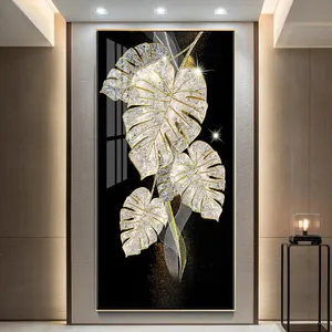 Foglia di Banana astratta dorata pittura pittura di porcellana di cristallo 5D colore foglia diamante porcellana mosaico arte corridoio decorazione della stanza
