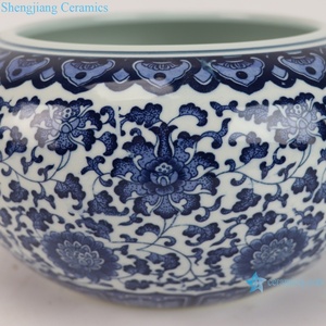 RZNV52-A-L-S Macetas Ecológicas de Color Azul y Blanco con Motivo de Hojas de Loto, para Plantas Acuáticas, Peceras, Uso en el Hogar y Jardín - Product Image 4