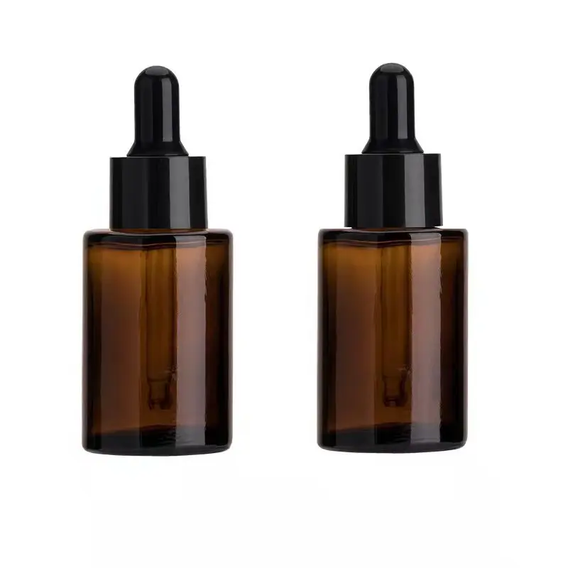 Groothandel Fabriek Ronde Amber Glazen Serum Flessen 30Ml 50Ml 100Ml Serum Fles Voor Haar Olie Droppers