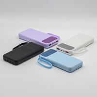 Cadeau personnalisé avec logo / Batterie externe de camping haute capacité 10000 mAh / 20000 mAh avec écran LED 22,5 W PD, 4 câbles intégrés et double port USB