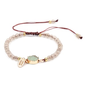 Pulseras de Piedras Preciosas de Amatista, Pulsera Curativa de Cuerda Trenzada Ajustable con Cuentas Personalizadas, Cuentas de Piedra Natural de 4 mm para Mujeres y Niñas - Product Image 3