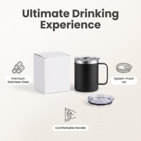Mug isotherme personnalisé avec logo, 12 oz, double paroi, en acier inoxydable 304, revêtement poudré, avec poignée, vente en gros