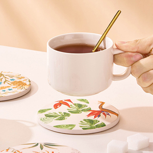 Dessous de verre en tissu tissé à fleurs au crochet bon marché au design personnalisé Dessous de verre absorbant en <span class=keywords><strong>feutre</strong></span> de lin Dessous de verre pour boisson et thé - Product Image 3