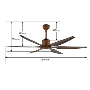 Lampe à <span class=keywords><strong>ventilateur</strong></span> de plafond <span class=keywords><strong>vintage</strong></span> de 66 "à 6 pales avec lumière LED et télécommande - Product Image 2