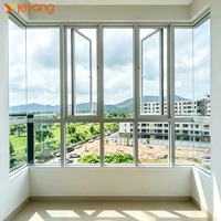 Ventanas Abatibles de Aluminio Blancas JY, Tamaño Personalizado, Diseño Moderno, Ventana Abatible de Aleación de Aluminio para Casa o Villa
