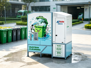 Système de nettoyage de poubelles stationnaire Haide en acier inoxydable sur mesure, alimenté au diesel - Product Image 1
