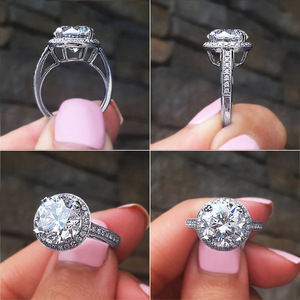 Anello con Diamante F818 in Oro Bianco, Taglio Brillante Rotondo, Colore G Naturale, Gioiello da Donna per Fidanzamento - Product Image 2