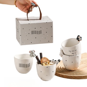 Tazas de Cerámica Creativas, Tazas de Café, Tazas de Té con Leche con Lindos Dibujos Animados de Animales para Parejas, Ecológicas, Blancas, con Logotipo Personalizado - Product Image 1