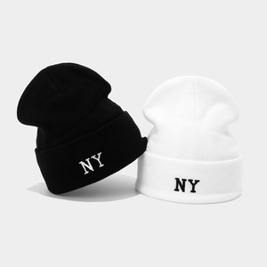New NY Embroidered Ski Hat - Autumn &amp; Winter Slouchy Knit Hat, Letter Woolen Hat, Unisex <strong>Beanie</strong> with <strong>Pom</strong>-<strong>Pom</strong> - Product Image 3