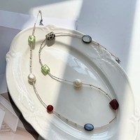 Nuevo Diseño Original de Fanke: Collar Largo de Cuentas de Piedra Natural con Estilo Étnico para Fiestas de Verano, Accesorios Plegables Pequeños que no se Pierden.